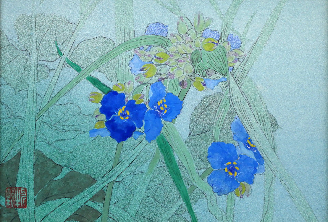 牧野一泉「つゆ草」日本画・SM 絵画買取・販売の小竹美術