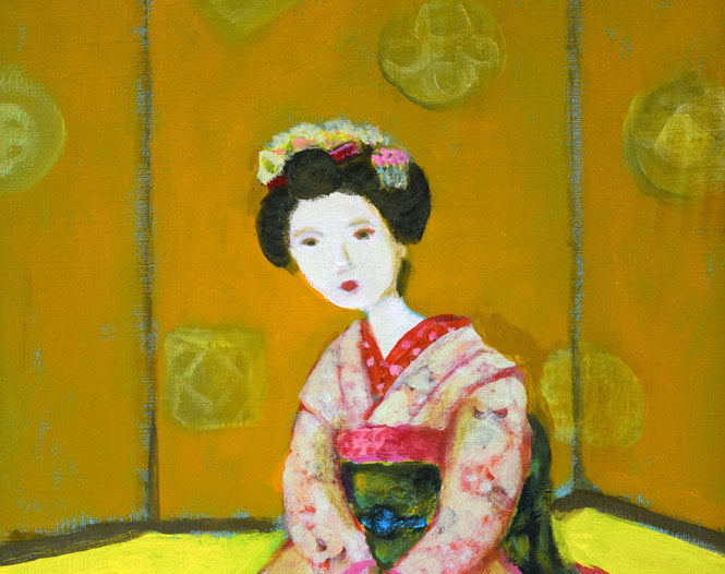 杢田たけを「舞妓」油絵・F4号 絵画買取・販売の小竹美術