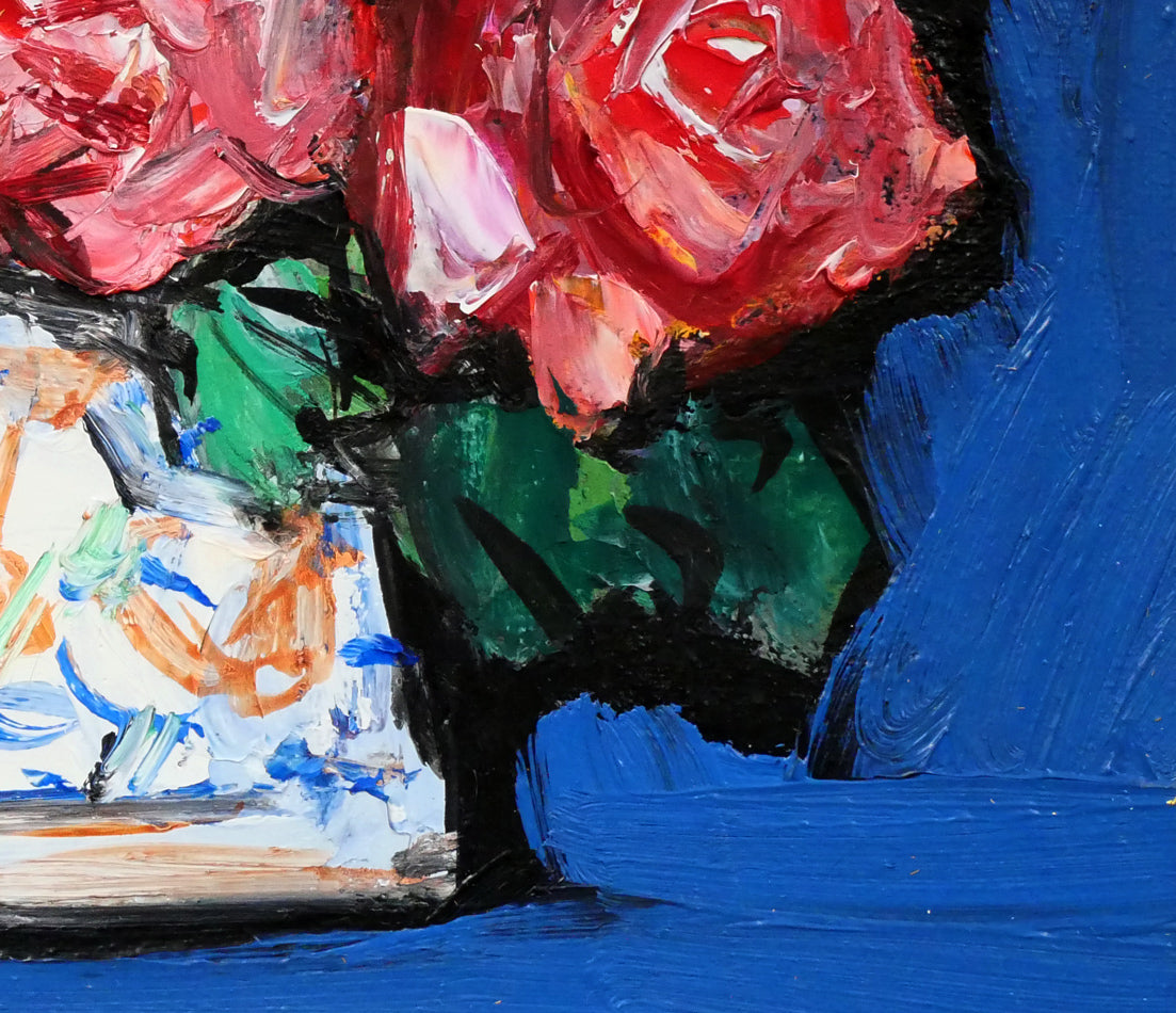 中川力「ばら」油絵・F0号 絵画買取・販売の小竹美術