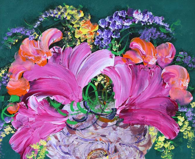 中村政己「花」油絵・F4号 絵画買取・販売の小竹美術