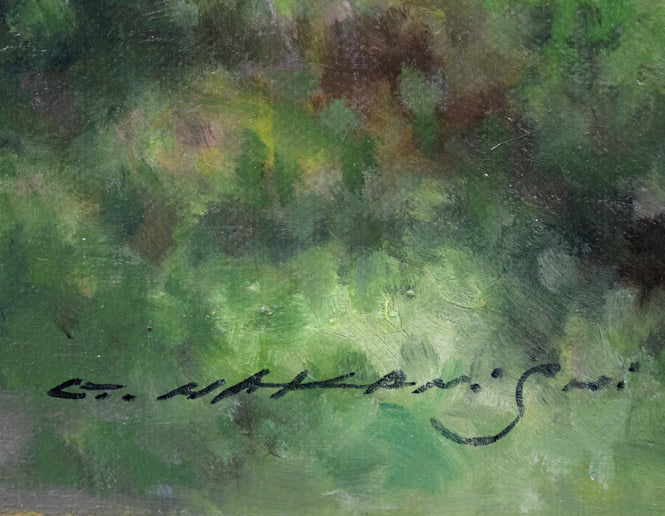 中西尭昭「迎秋」油絵・F8号 絵画買取・販売の小竹美術