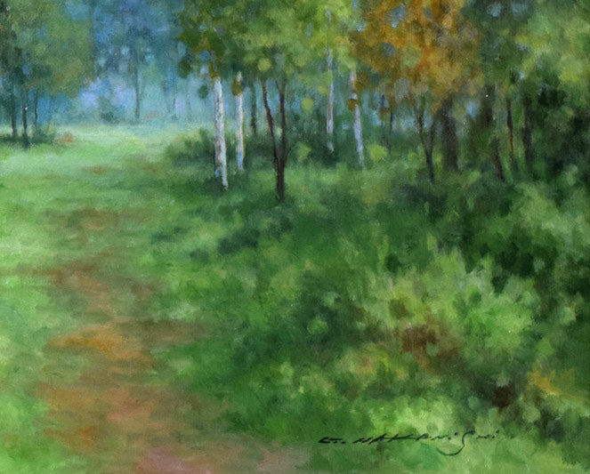 中西尭昭「迎秋」油絵・F8号 絵画買取・販売の小竹美術