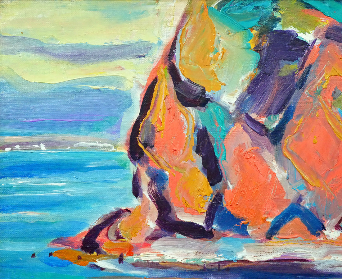 夏山亞貴王「小樽祝津港」油絵・F8号 絵画買取・販売の小竹美術