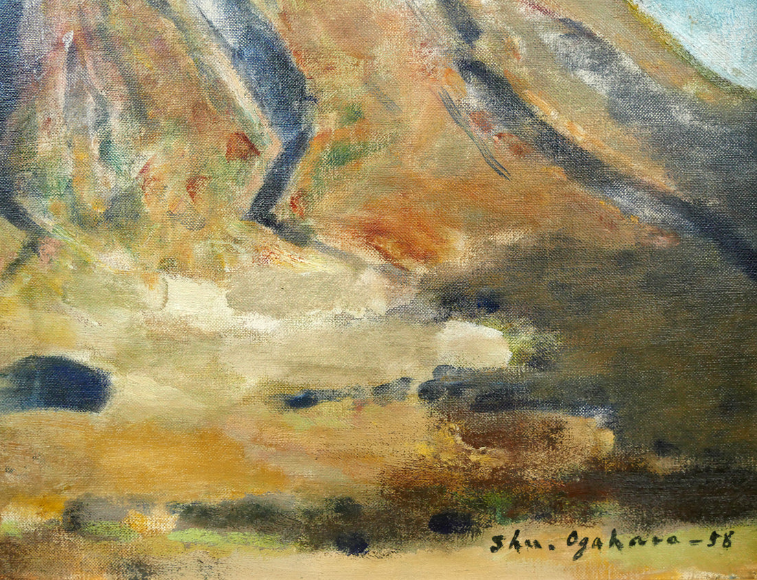 小川原脩「風景（羊蹄山）」油絵・P10号 絵画買取・販売の小竹美術
