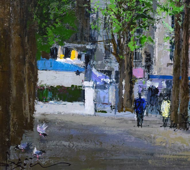 小田切訓「モンマルトルの並木（パリ）」油絵・F40号 絵画買取・販売の