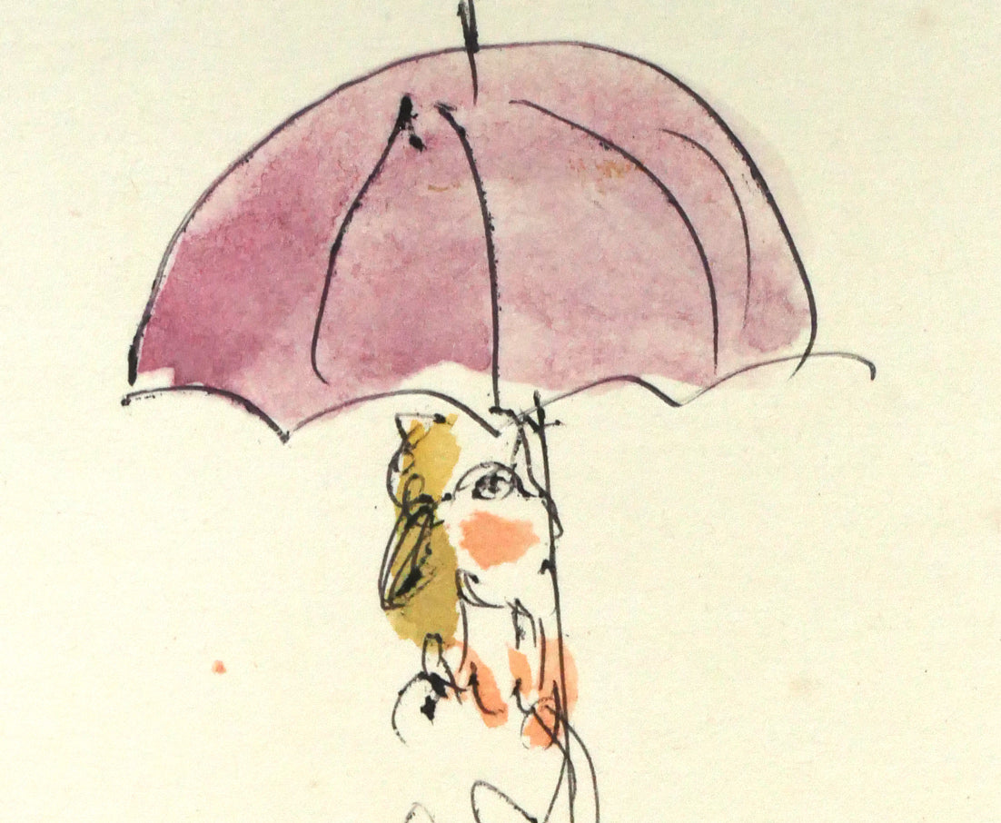 小野州一「犬と婦人」水彩画・色紙 絵画買取・販売の小竹美術