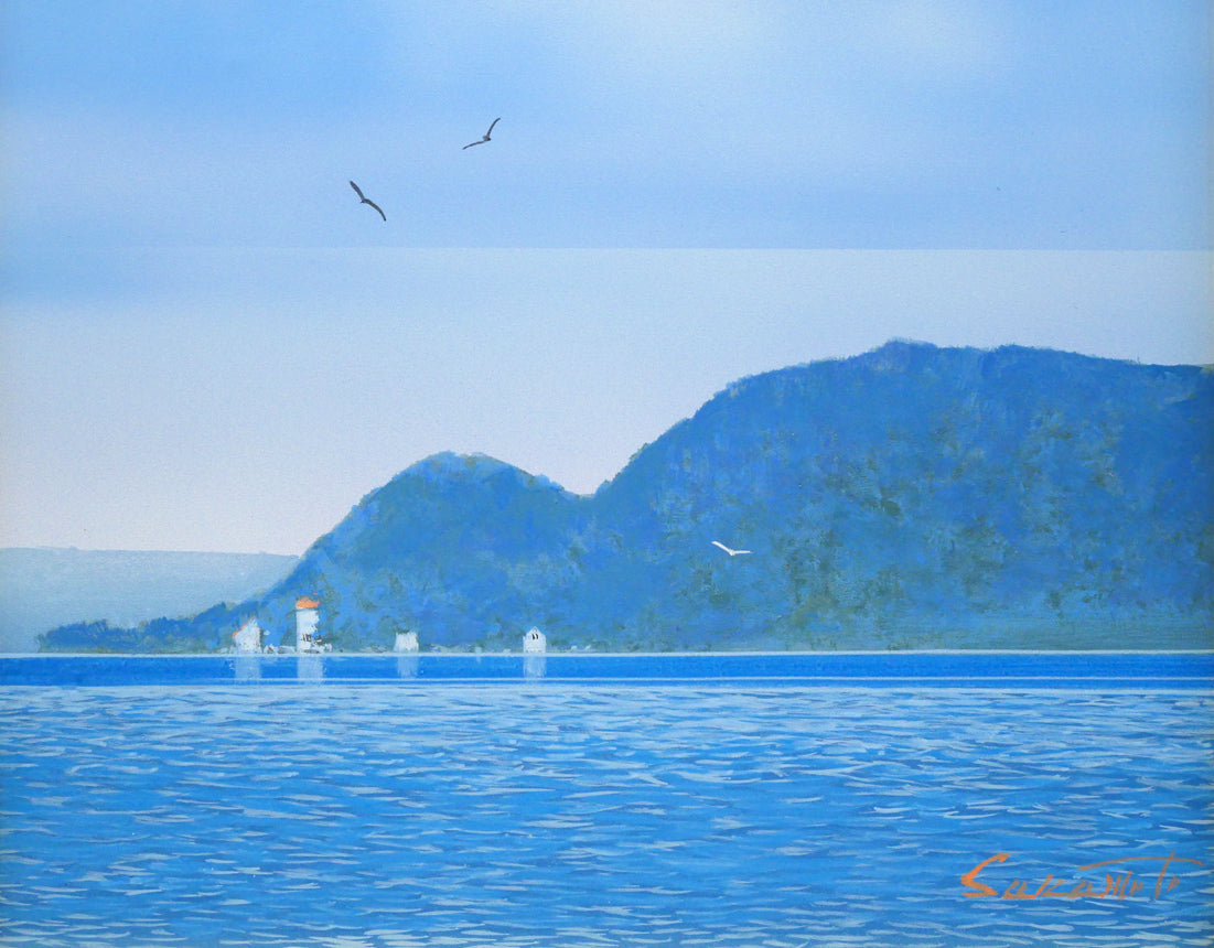 阪本修次「網走湖」油絵・F3号 絵画買取・販売の小竹美術