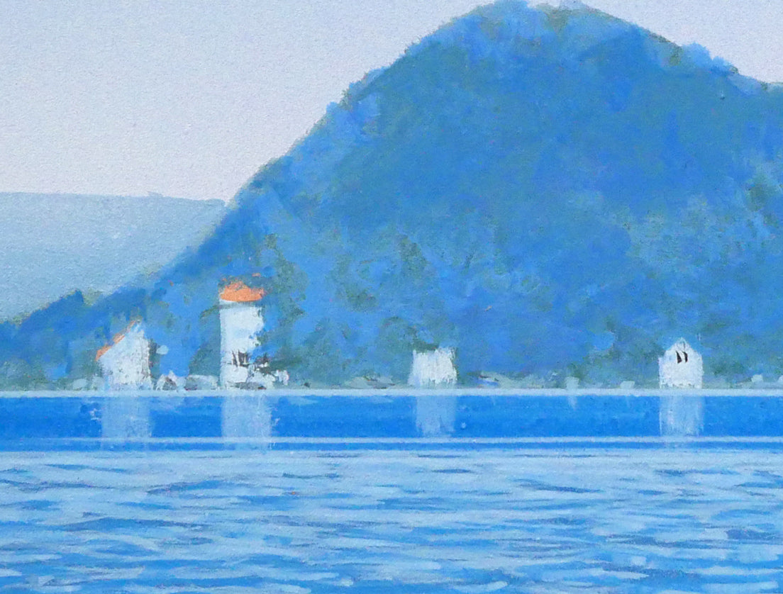 阪本修次「網走湖」油絵・F3号 絵画買取・販売の小竹美術
