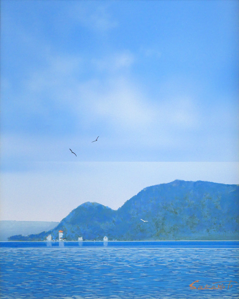 阪本修次「網走湖」油絵・F3号 絵画買取・販売の小竹美術