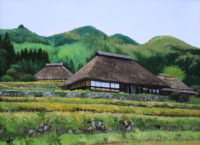 佐藤忠彦「山村春映（山口県）」油絵・P8号 絵画買取・販売の小竹美術