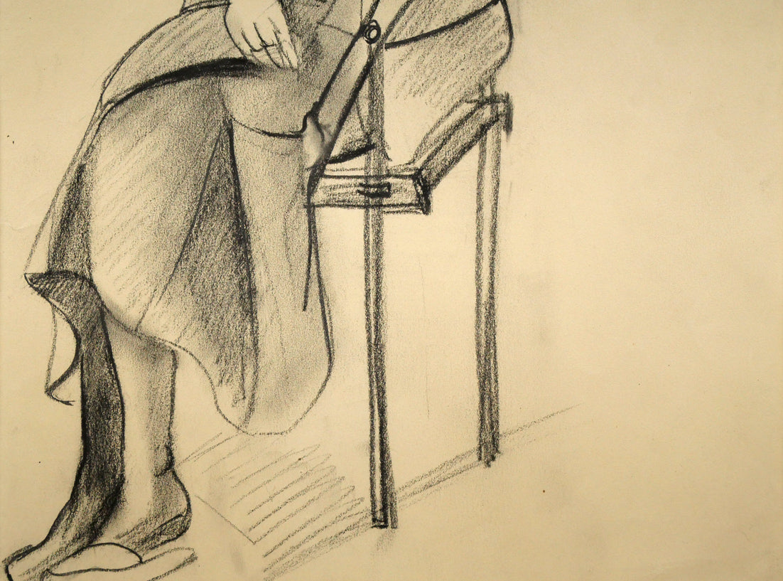 繁野三郎「女性像」コンテ画デッサン・5号 絵画買取・販売の小竹美術