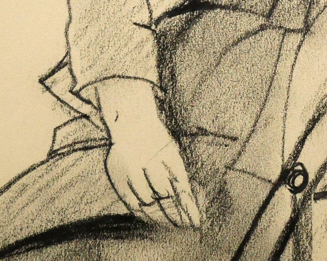 繁野三郎「女性像」コンテ画デッサン・5号 絵画買取・販売の小竹美術