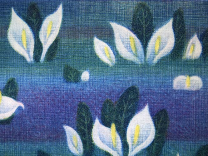 清水敦「水芭蕉」銅版画（カラーメゾチント） 絵画買取・販売の小竹美術