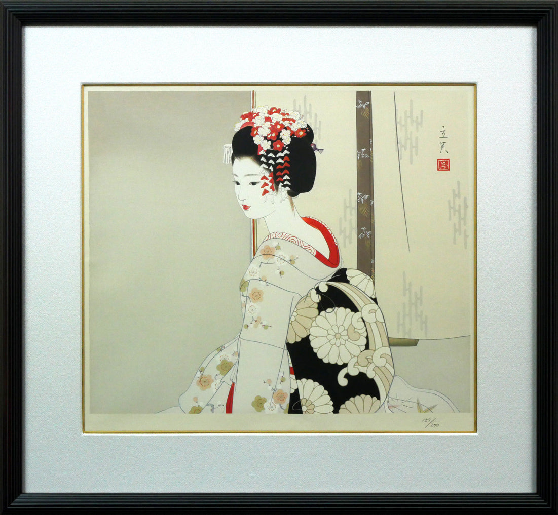 志村立美「こたつ」木版画 絵画買取・販売の小竹美術