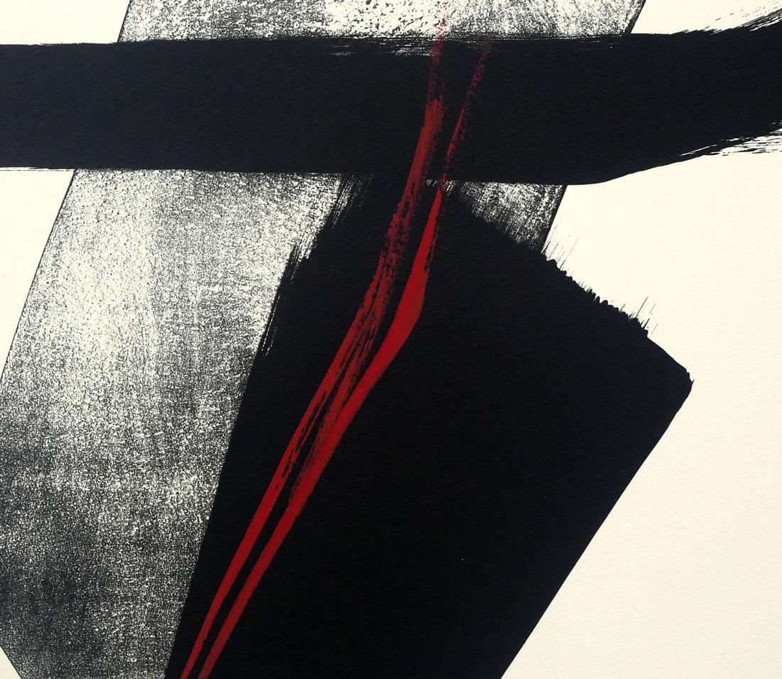 篠田桃紅「FLAME」リトグラフに手彩色 絵画買取・販売の小竹美術