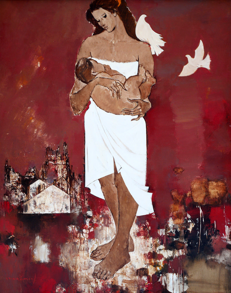 園田郁夫「路傍」油絵・F50号 絵画買取・販売の小竹美術