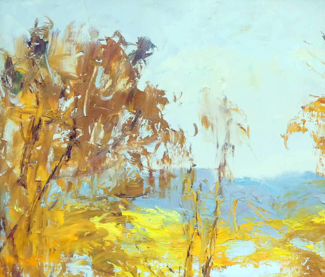 五月女政平「十和田湖秋景」油絵・F10号 絵画買取・販売の小竹美術