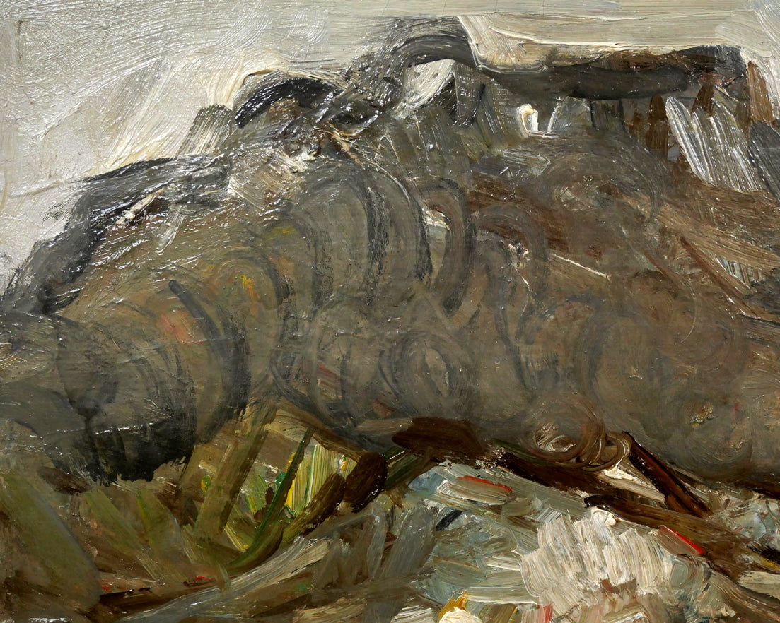 砂田友治「雪の藻岩山」油絵・F8号 絵画買取・販売の小竹美術