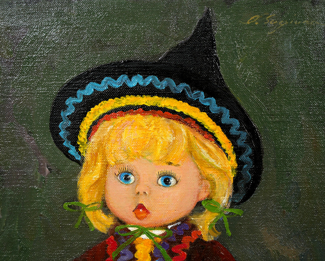 杉浦一郎「西洋人形」油絵・F4号 絵画買取・販売の小竹美術