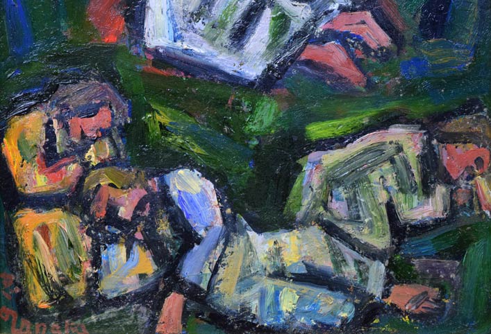 田中忠雄「ゲッセマネの祈り」油絵・F6号 絵画買取・販売の小竹美術