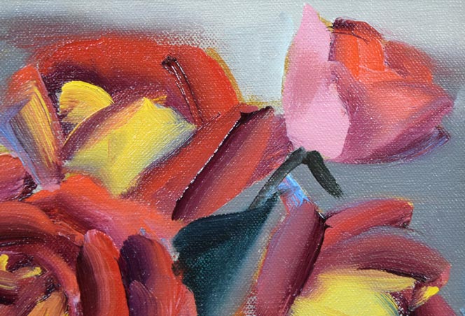 寺井重三「ばら」油絵・F3号 絵画買取・販売の小竹美術