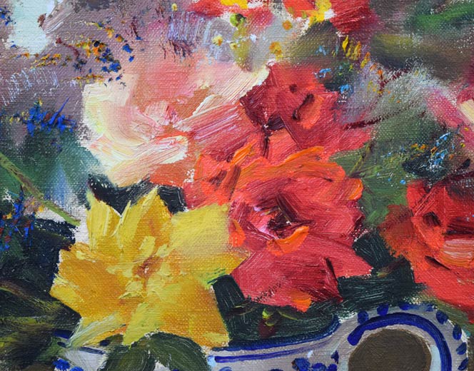 寺井重三「薔薇」油絵・F4号（金縁） 絵画買取・販売の小竹美術