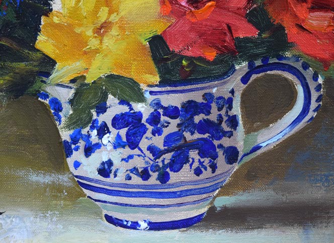 寺井重三「薔薇」油絵・F4号（金縁） 絵画買取・販売の小竹美術