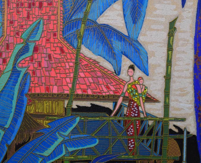 丁紹光「聖なる村」シルクスクリーン版画 絵画買取・販売の小竹美術