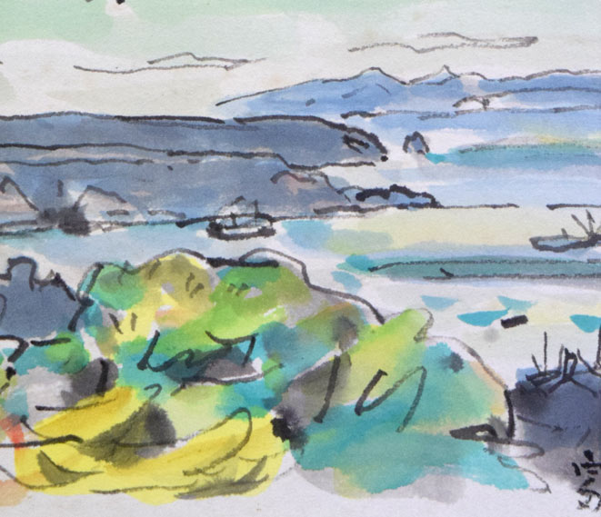 富樫正雄「小樽風景」水彩画 絵画買取・販売の小竹美術