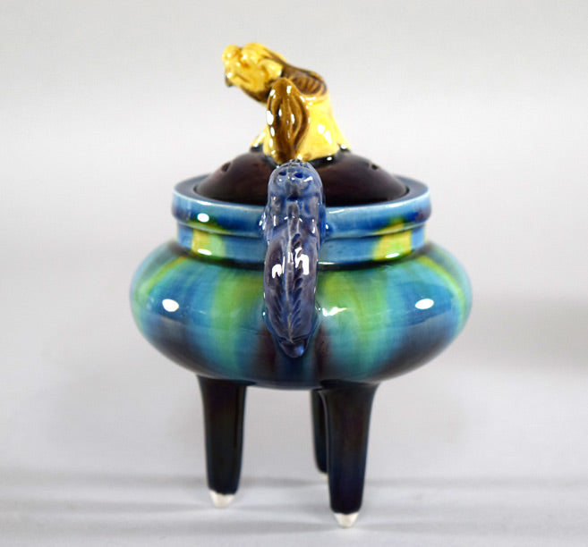 三代徳田八十吉（正彦）「彩釉香炉」共箱 絵画買取・販売の小竹美術