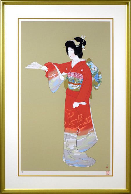 上村松園「春信」シルクスクリーン版画・絹本 絵画買取・販売の小竹美術