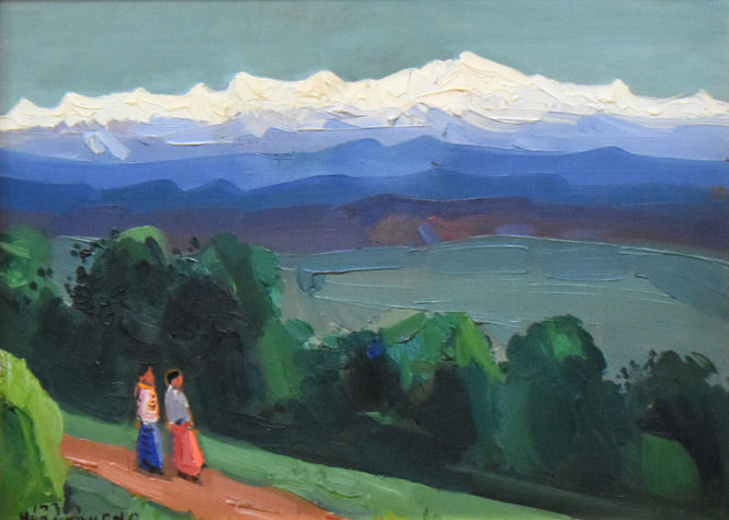 上野春香「ヒマラヤを望む」油絵・P8号 絵画買取・販売の小竹美術
