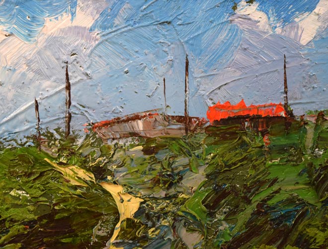 渡部ひでき「ノサップ岬（根室市）」油絵・F6号 絵画買取・販売の小竹美術