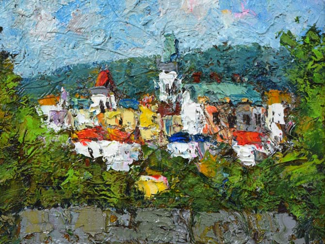 渡部ひでき「パリ郊外」油絵・F6号 絵画買取・販売の小竹美術