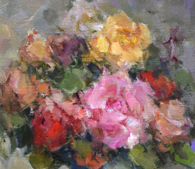 山崎翠祥「薔薇（金縁）」油絵・F4号 絵画買取・販売の小竹美術