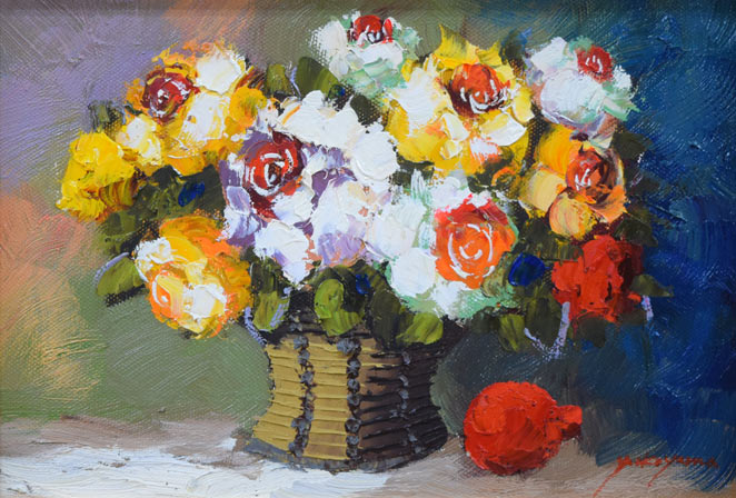 横山邦夫「薔薇」油絵・SM 絵画買取・販売の小竹美術