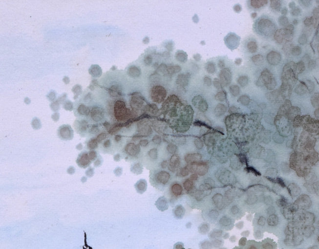 赤澤白翠「札幌風景・時計台」水彩画・色紙 絵画買取・販売の小竹美術