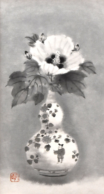 穐月明「芙蓉」水墨画・変形6号 絵画買取・販売の小竹美術