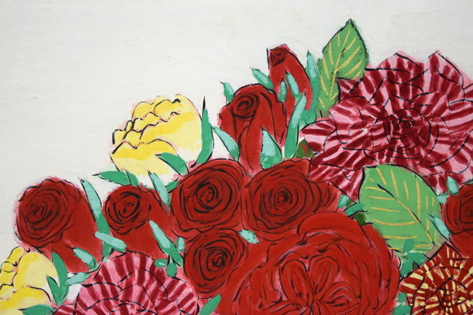 青木乃里子「薔薇」肉筆岩彩画・変形12号 絵画買取・販売の小竹美術