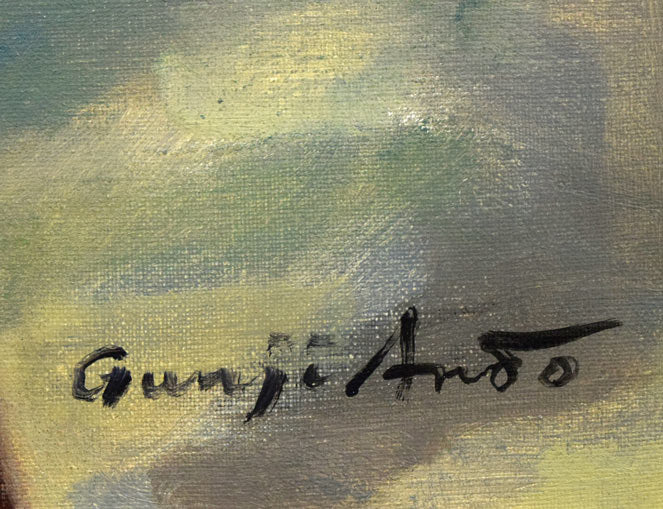 安藤軍治「黄色い服」油絵・F10号 絵画買取・販売の小竹美術