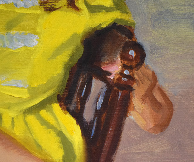 安藤軍治「黄色い服」油絵・F10号 絵画買取・販売の小竹美術