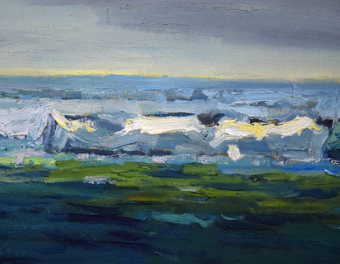 朝倉力男「オホーツクの流氷」油絵・F12号 絵画買取・販売の小竹美術