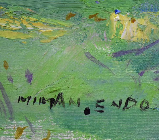 遠藤ミマン「牛のいる風景」油絵・F10号 絵画買取・販売の小竹美術