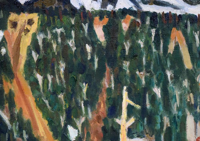 一木万寿三「大雪山五月」油絵・F8号 絵画買取・販売の小竹美術