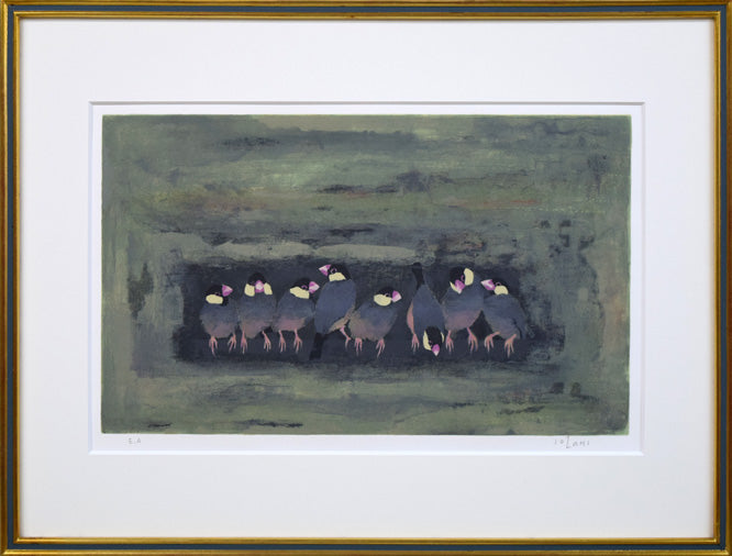 谷口一芳「ふくろう」油絵・F6号 絵画買取・販売の小竹美術