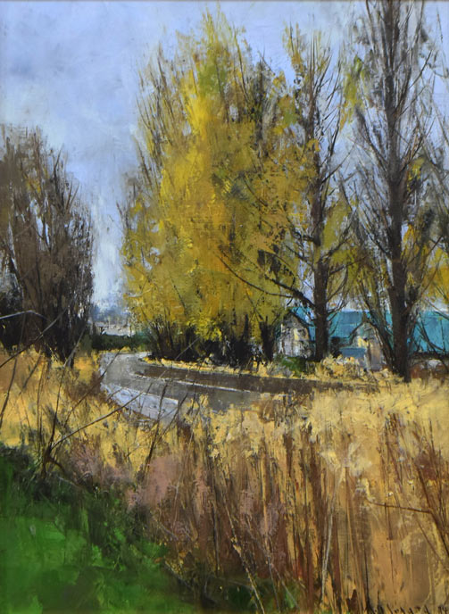 五十畑勝吉「北大（北海道大学）附近」油絵・P8号 絵画買取・販売の