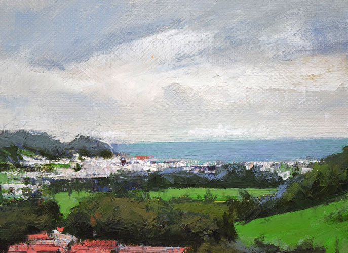 五十畑勝吉「日高種畜牧場」油絵・M6号 絵画買取・販売の小竹美術