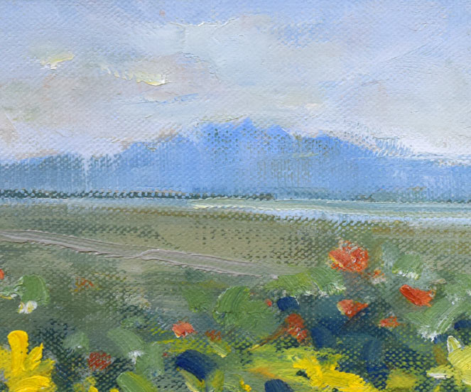 伊藤仁「小清水原生花園（斜里岳）」油絵・F4号 絵画買取・販売の小竹美術