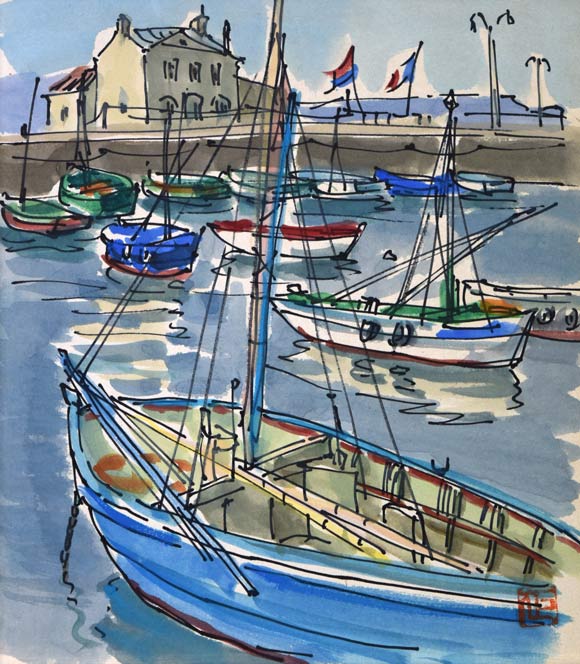 伊藤正「シェルブール（フランス）」水彩画 絵画買取・販売の小竹美術