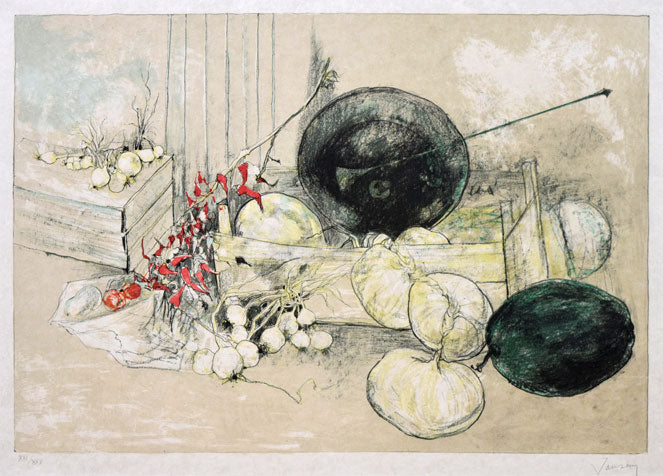 ジャン・ジャンセン(Jean Jansem)「ローマ秤のある静物」リトグラフ